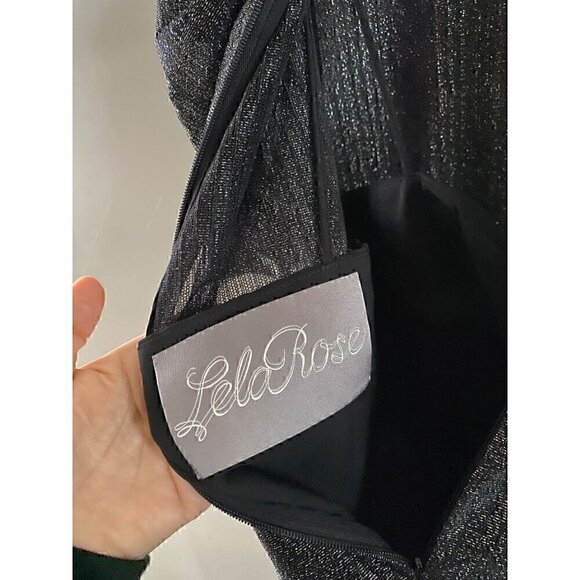 Lela Rose Shimmer Asymmetric Drape Detail Tulle Dress Size 6 Black formal gala - Picture 9 of 13